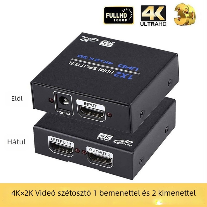 HDMI 1x2 videóosztó, 4K támogatás, HDMI bemenet/kimenet, Tápellátás 5V 1A (5W), Modell OZF4