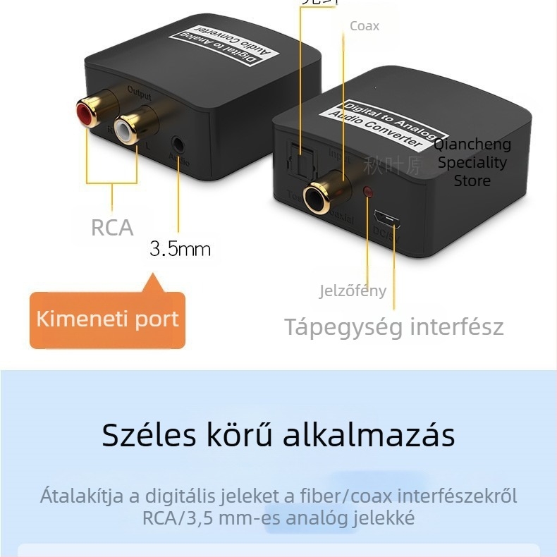Analóg-digitális audió konverter, bemenet 3,5 mm és 2RCA, kimenet optikai/koaxiális SPDIF, LPCM, modell OZV1A-1, ORIGHT márka, OEM elérhető