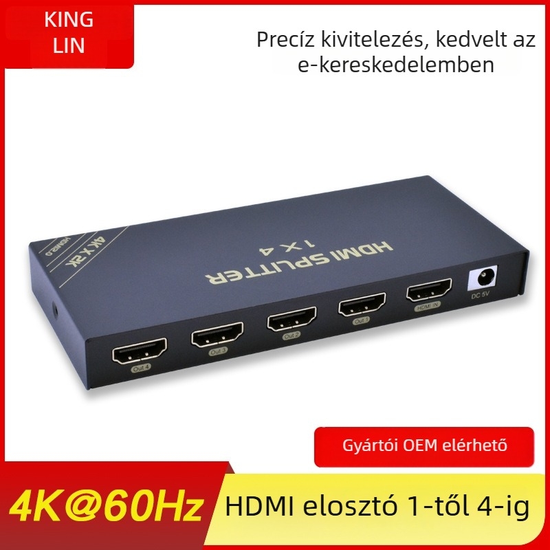 HDMI 2.0 elosztó 4K60Hz 1x4 kimenet audio és videó