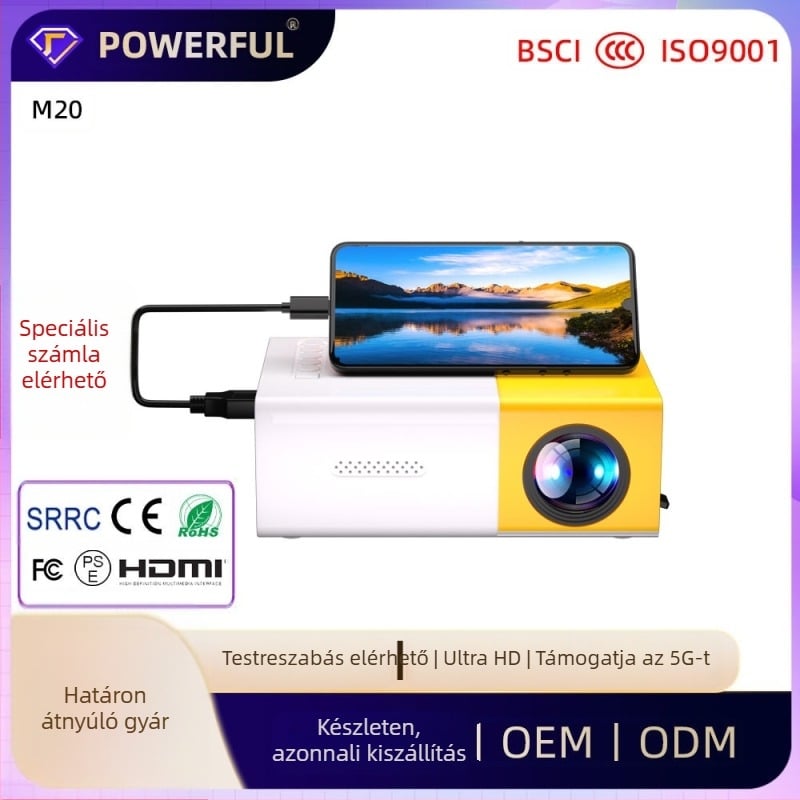 Qiangpu Hordozható projektor | Otthoni mini projektor, Felbontás 480P (720x480), Fényerő 30, Teljesítmény ≤24W