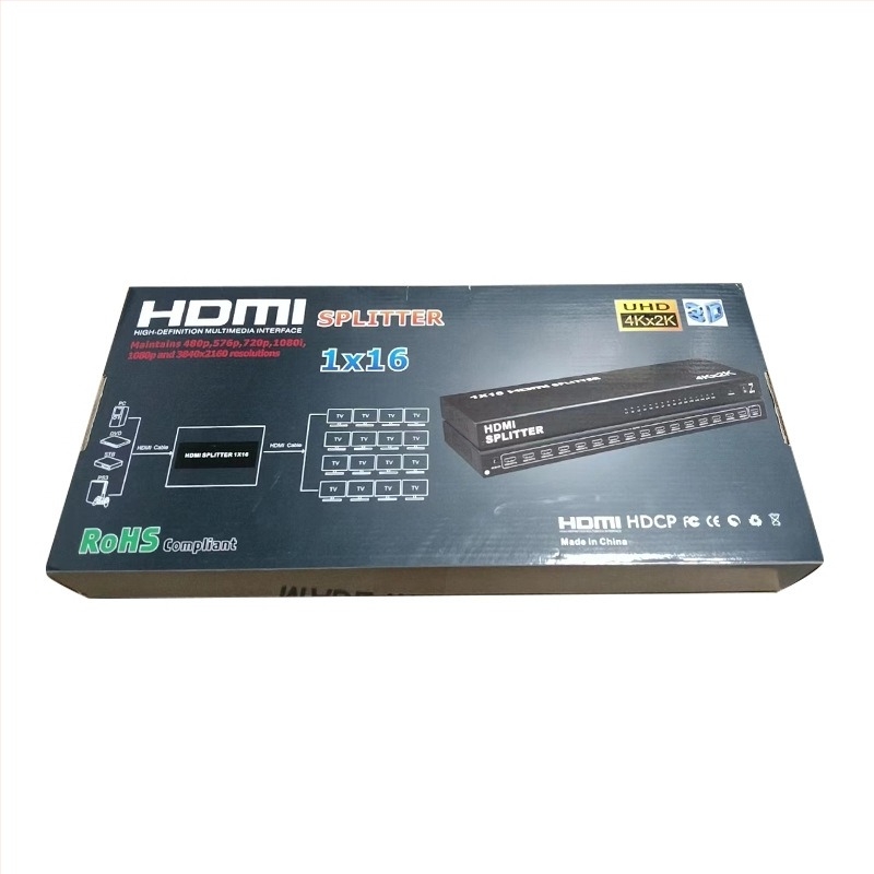 HDMI elosztó 1 bemenet 16 kimenet, HDMI bemenet/kimenet, tápegység mellékelve