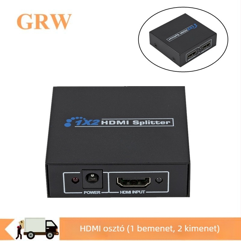 HDMI 1x2 osztó, 1080p, táplált, Grwibeou
