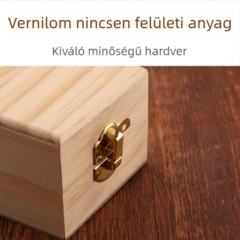 Fedeles négyszögletes fa ékszertároló doboz, fa erezet mintával, porálló, modern minimalist stílus
