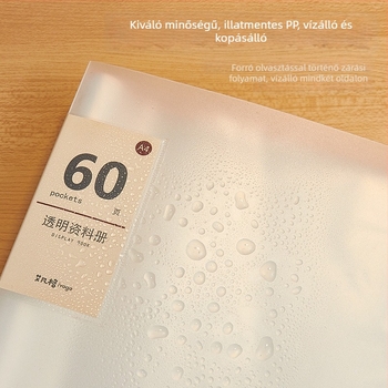 Átlátszó, vastag A4-es tanulmányi mappa, műanyagból, Changzhou Avange márka, brosúrasorozat, 100 oldal, belső oldalak 10 Silk