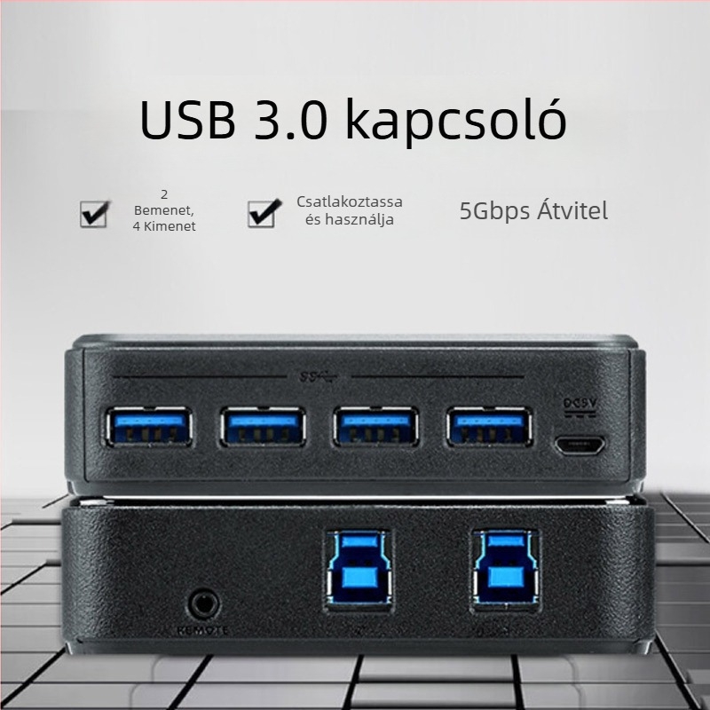 ATEN US234 USB 3.0 KVM kapcsoló — 2 számítógépekhez, megoszt 4 USB perifériát