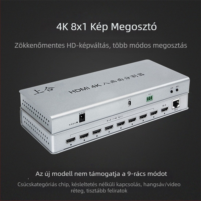 HDMI 8-in-1-out zökkenőmentes kapcsolóval és 8-portos osztóval, 1080p60, 5 m kábel, energia-menedzsment, minden rendszerrel kompatibilis