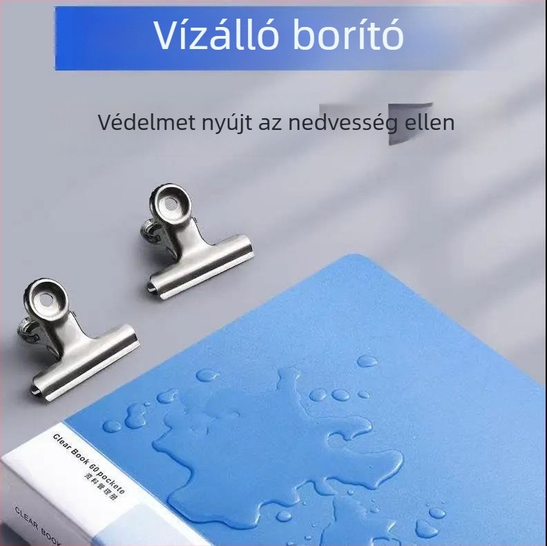 A4 vastagított adathordozó könyv, 100 oldalas mappa, átlátszó betétek, többrétegű fájl rendező, műanyag