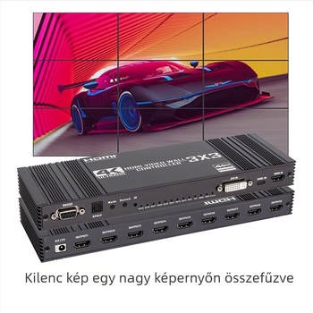 4K-s videó splicer, 1 bemenet, 9 kimenet, hub típusú, RGB 4K30Hz, távoli ébresztés, energia menedzsment