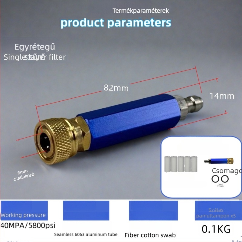 Olaj–víz szétválasztó szűrő kettős elválasztással, magasnyomású felfújó pumpához, alumínium test, ARKEN