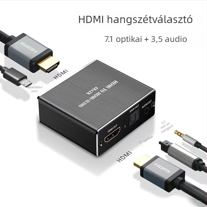 HDMI audió osztó, 4K×2K 30Hz, HDMI‑kimenet + 3,5 mm, Modell YH-HY20