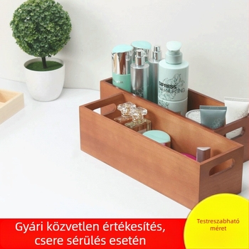 Asztali tároló doboz, fedél nélküli, tömörfa, téglalap alakú, modell 0110, modern minimalist stílus, szervezésre