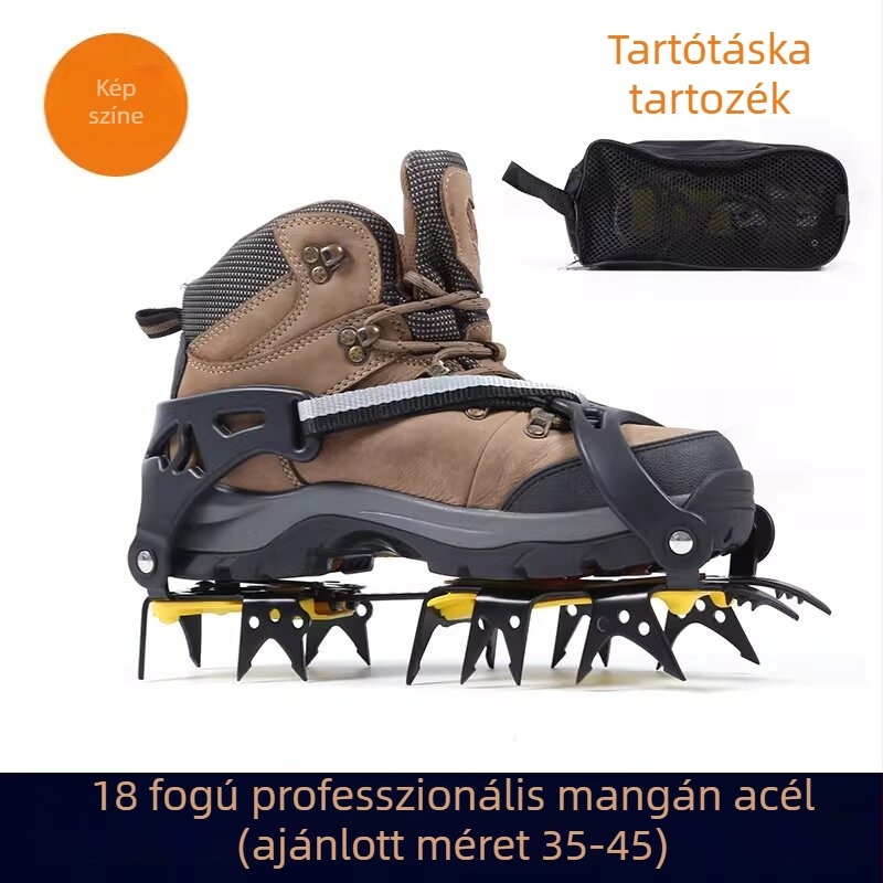 18-tűs mangánacél kramponok túrázáshoz – professzionális csúszásmentes tapadás