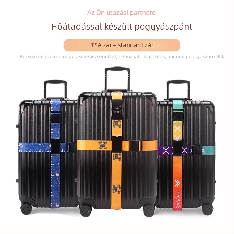 Új poggyászszíj logó nyomtatással hőtranszferrel, állítható keresztező pánt a kofferekhez, utazásokhoz