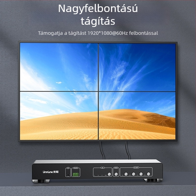 Unnlink 1149 HDMI kapcsoló 3× HDMI + 1× DVI bemenet és 4× HDMI kimenet, 1080P