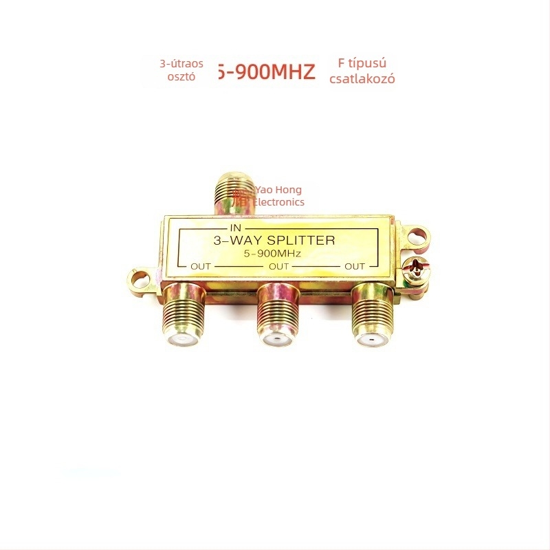 Kábeltévé osztó, 1 bemenet, 3 kimenet, 5–900 MHz sávszélesség, 3-utas kialakítás