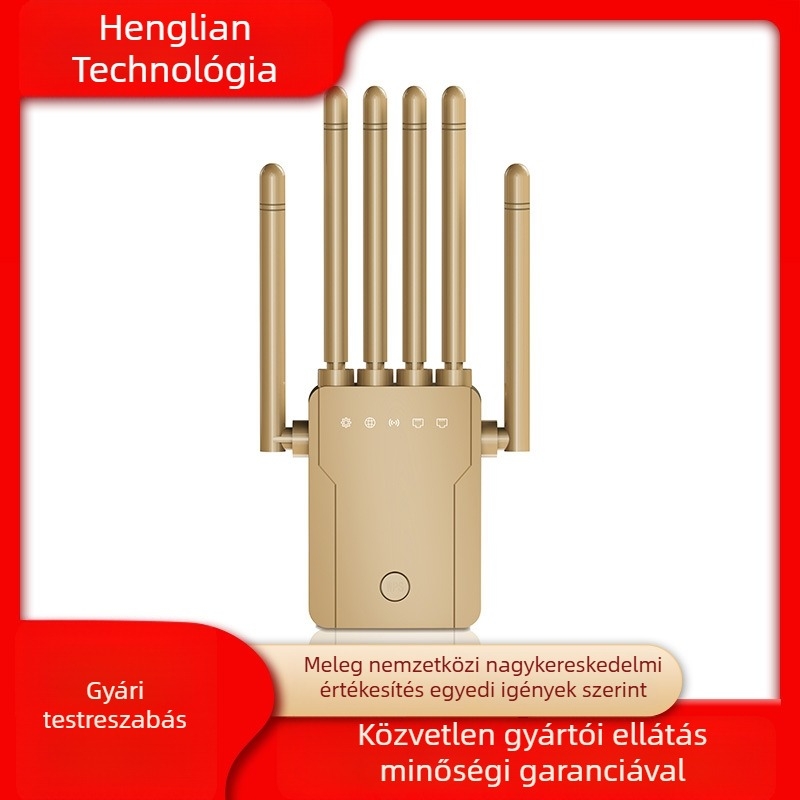 6-antenás vezeték nélküli ismétlő, 300 Mbps, 30 m átviteli távolság, 802.11n, villámvédelem