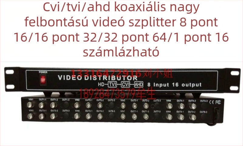 Haodewo TVI/CVI/AHD koaxiális HD videó osztó, 8 bemenet, 16 kimenet, 1080P