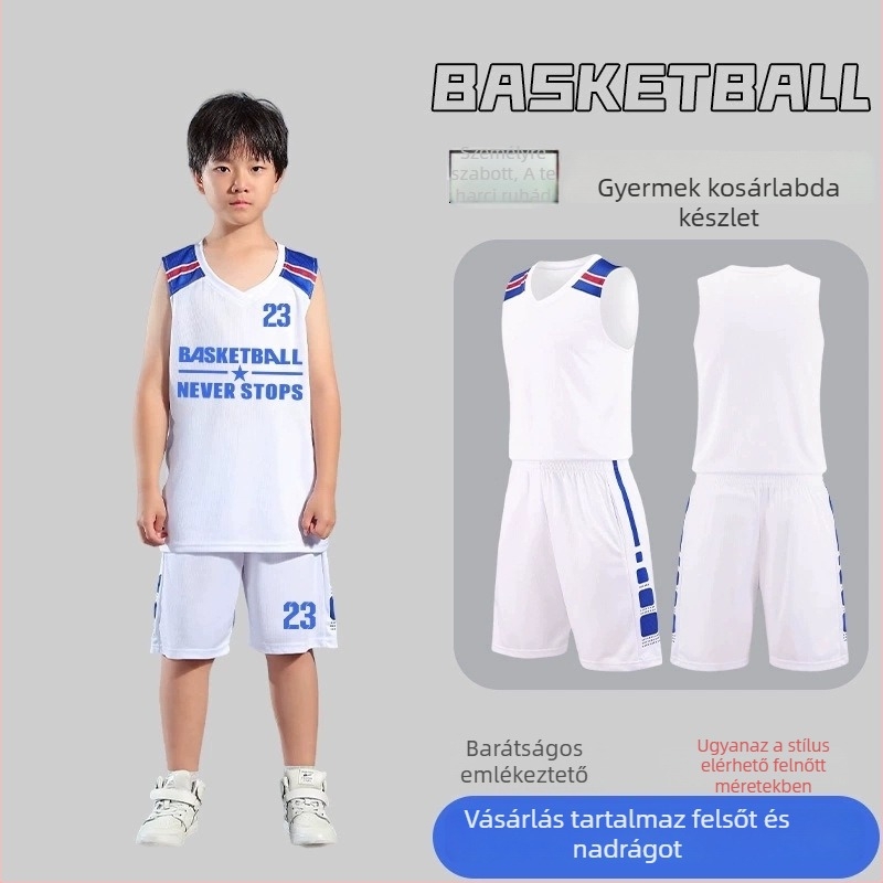 Kosárlabda egyenruha szett – Uniszex felnőtteknek, Ujjatlan mez V-nyakú, Poliészter anyag, Gyors száradás és lélegző