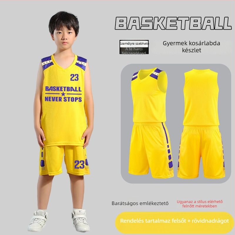 Kosárlabda egyenruha szett – Uniszex felnőtteknek, Ujjatlan mez V-nyakú, Poliészter anyag, Gyors száradás és lélegző