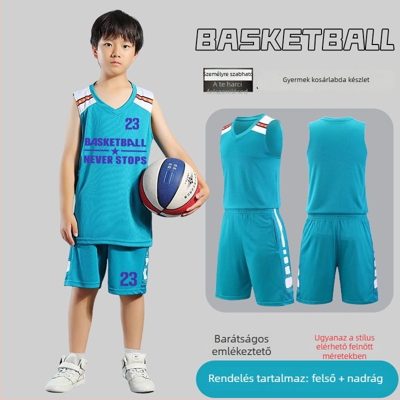 Kosárlabda egyenruha szett – Uniszex felnőtteknek, Ujjatlan mez V-nyakú, Poliészter anyag, Gyors száradás és lélegző