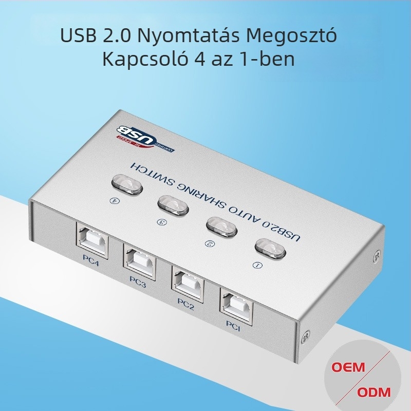 ABB-US201 USB-port megosztó kapcsoló: automata/kézi átváltás, USB 2.0, billentyűzet, egér és USB-meghajtó