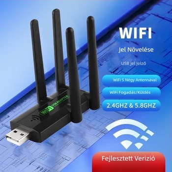 WiFi jel erősítő és kiterjesztő, két sávos, négy antenna, kör alakú kialakítás