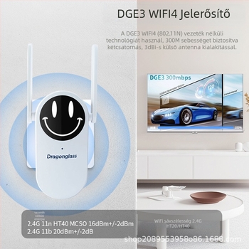 Vezeték nélküli router jelismétlő (DGE3, 300 Mbps, 802.11n, 30–50 m hatótáv, 110–220 V)