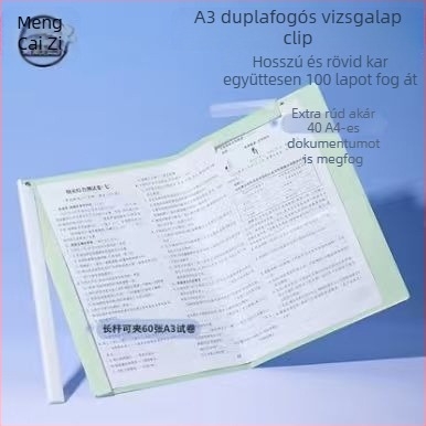 A3-as dokumentumklips, műanyag, egylip kivitel, szorító mérete 1