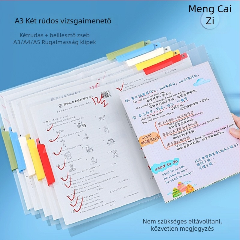 A3-as dokumentumklips, műanyag, egylip kivitel, szorító mérete 1