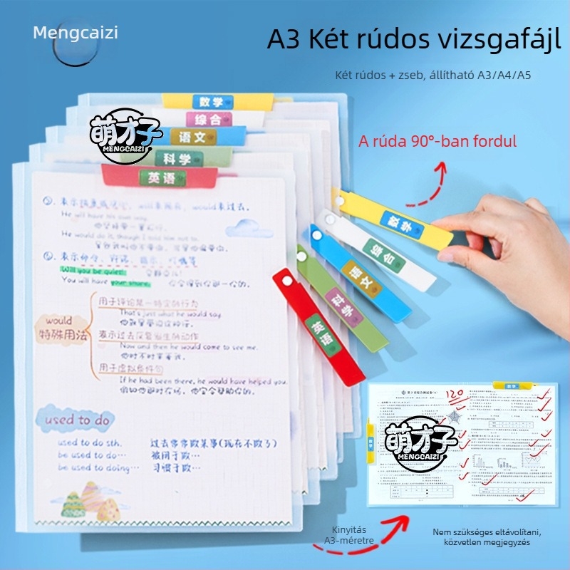 A3-as dokumentumklips, műanyag, egylip kivitel, szorító mérete 1