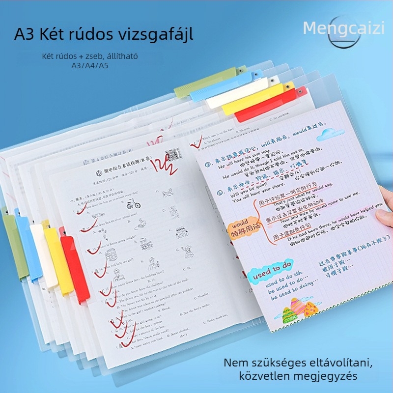 A3-as dokumentumklips, műanyag, egylip kivitel, szorító mérete 1