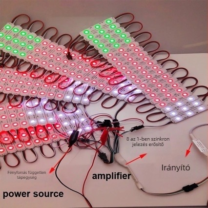 Mini Szinkron Fantom Jelerősítő, 3 SPI jelcsatorna, 5–24 V tápfeszültség, termináli interfész, IP20, méretek 40×12×5 mm