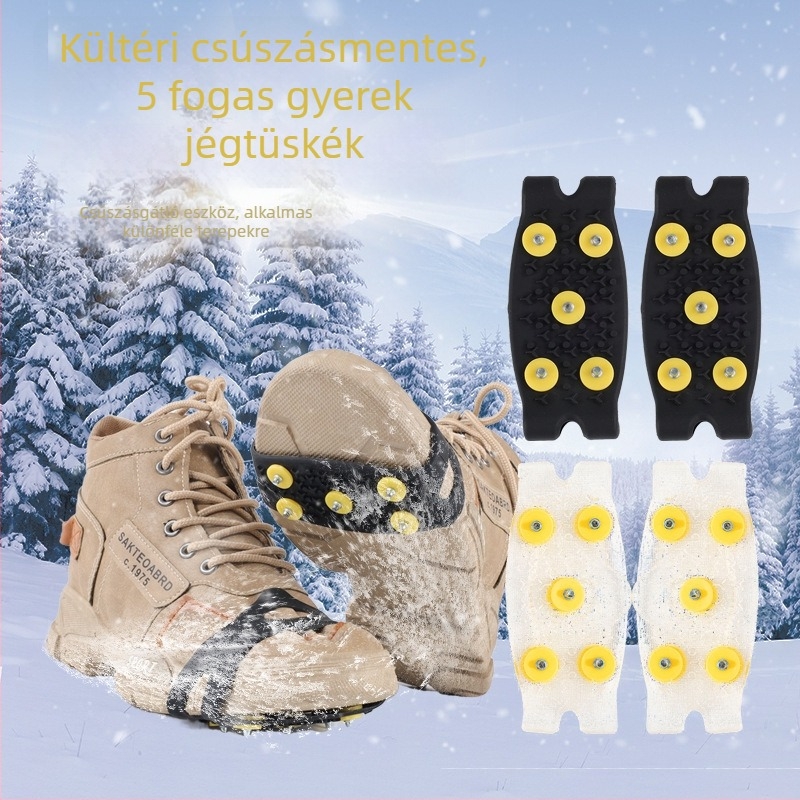 Ötágú hócsipők gyerekeknek, sárga jégcsapók, téli csúszásgátló viselésre