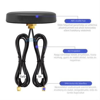 Kültéri GPS antenna, két sávos, vízálló kör alakú házban, nagy nyereségű 4G jel-erősítés