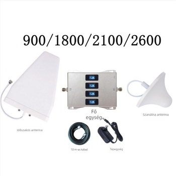 Quad-band mobiltelefon jelerősítő, modell 12, lefedettség 200–800, súly 2,5 kg