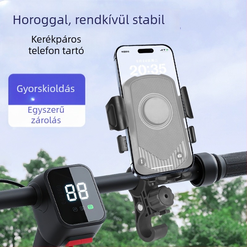 Mobiltelefon-tartó motorkerékpárhoz, kerékpárhoz és elektromos járműhöz – ütésálló és stabil, műanyag kialakítás, támogatja az OEM testreszabást