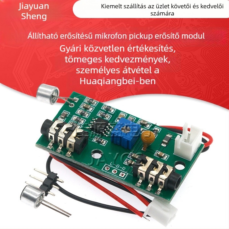 Mikrofon erősítő modul állítható nyereséggel, audió erősítő áramkör, AC jel erősítő panel