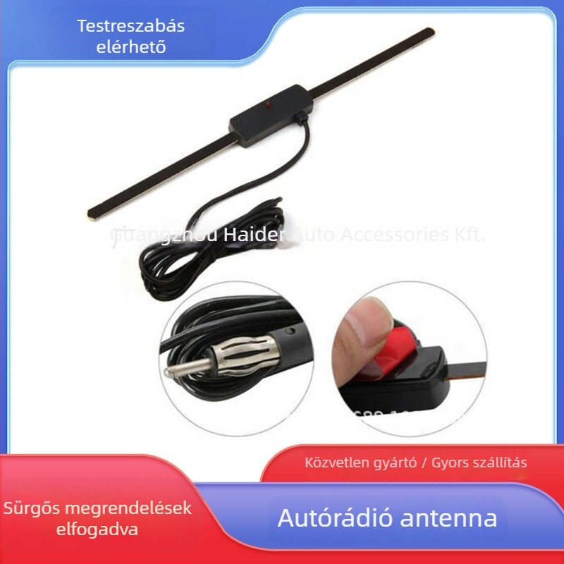 Személyautó rádióantenna — pasztás telepítés; univerzális kompatibilitás; 12V DC; 5 A