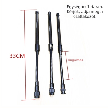 NA-660S kézibeszélő rádióhoz antenna – frekvenciasáv 144/430 MHz, impedancia 50 Ω, elméleti hatótáv 1,5–3 km, zaj elleni védelem