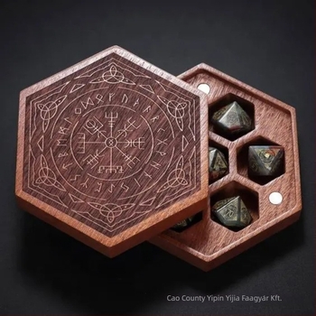 Fából készült kockatároló doboz rekeszekkel, poligonális mágneses kialakítással