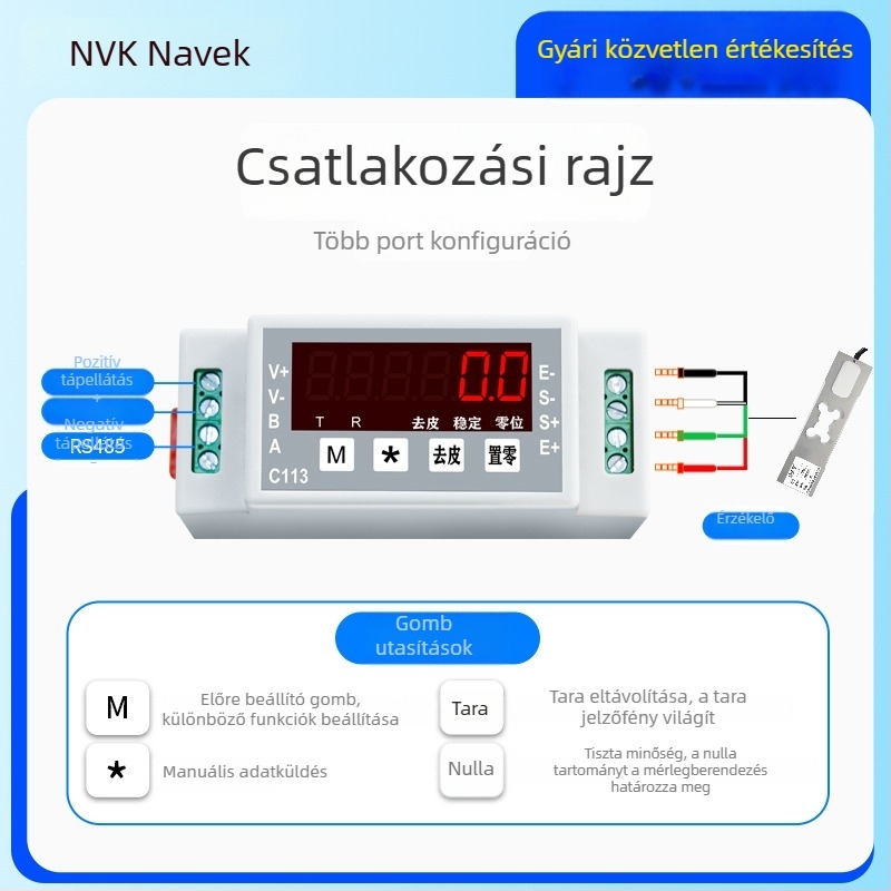 Navic sín típusú mérőadó RS485 digitális jel erősítő szenzoradat-gyűjtő modul C113