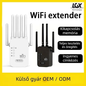 WiFi ismétlő 802.11ac, Gigabit sebesség, 20 m hatótávolság, árnyékolt Non-Cat5 kábel, 110–220V tápegység