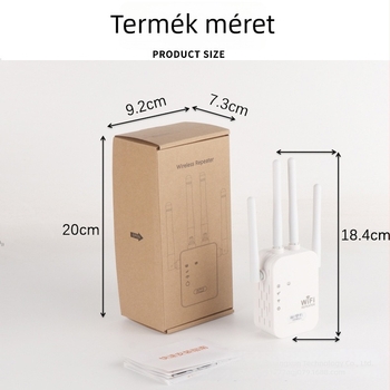 WiFi ismétlő 802.11ac, Gigabit sebesség, 20 m hatótávolság, árnyékolt Non-Cat5 kábel, 110–220V tápegység