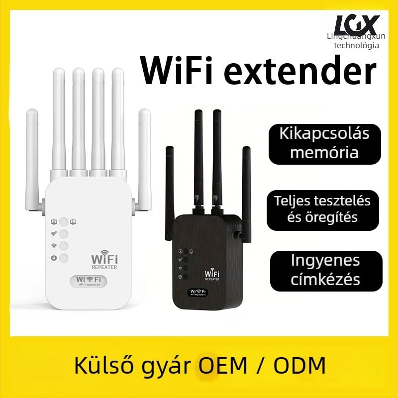 WiFi ismétlő 802.11ac, Gigabit sebesség, 20 m hatótávolság, árnyékolt Non-Cat5 kábel, 110–220V tápegység