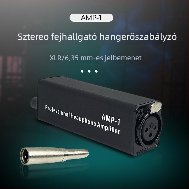 AMP-1 fejhallgató erősítő, hangerőszabályzóval, hordozható audio bemeneti állító