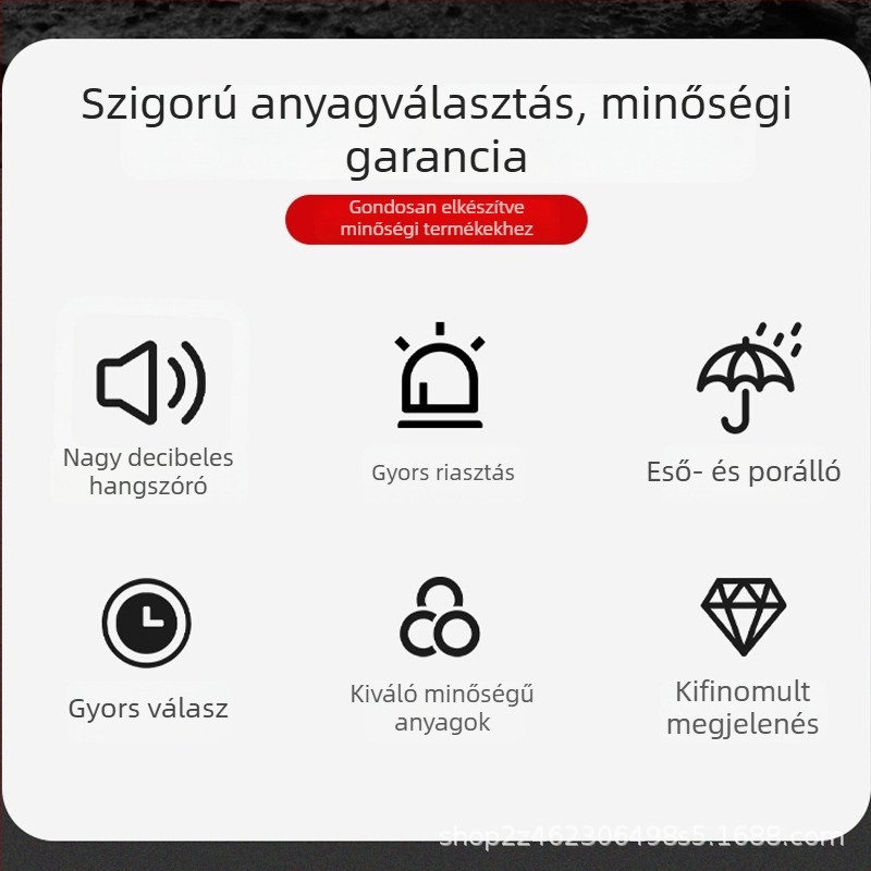 Ipari egynyomógombos hang- és fényriasztó, vezeték nélküli
