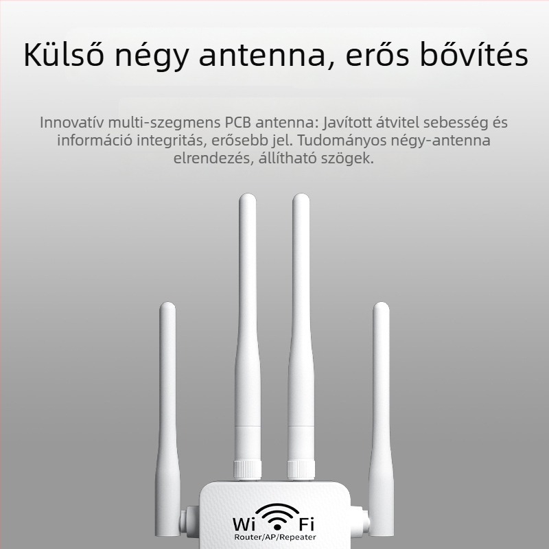 WiFi ismétlő, négy antenna, kétportos, kétsávos