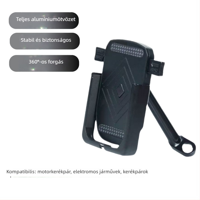 Alumíniumötvözetes telefon tartó kerékpárok és elektromos motorkerékpárok számára, univerzális kialakítás, csavaros rögzítés, testreszabható