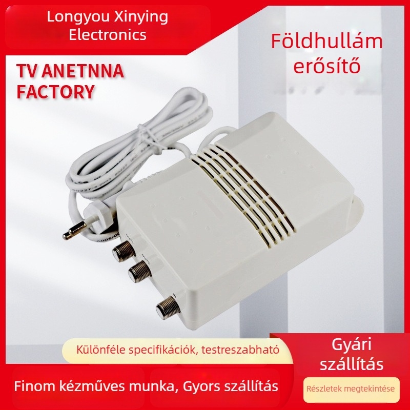 Földi hullámú digitális TV-jel erősítő, beltéri/kültéri használatra, többcsatornás, magas jelerősítés, teljes specifikációkkal