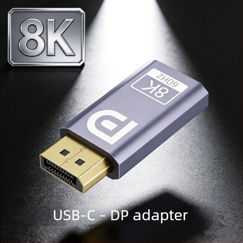 USB-C-ról DP-re adapter, 8K60Hz nagyfelbontású videóátalakító laptophoz, telefonhoz és külső monitorhoz